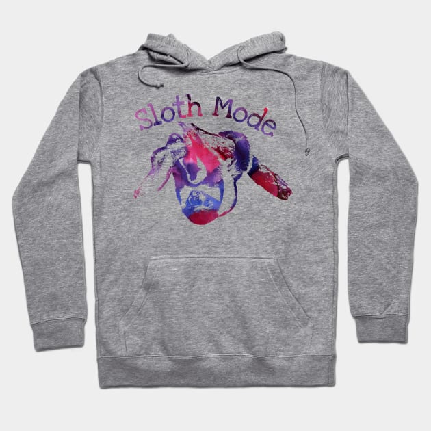 Sloth Mode  Purple Watercolor Hoodie by Nartissima